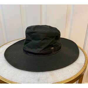 Barbour Waxed Cotton Bucket Hat Olive Green Waxed Canvas Size M